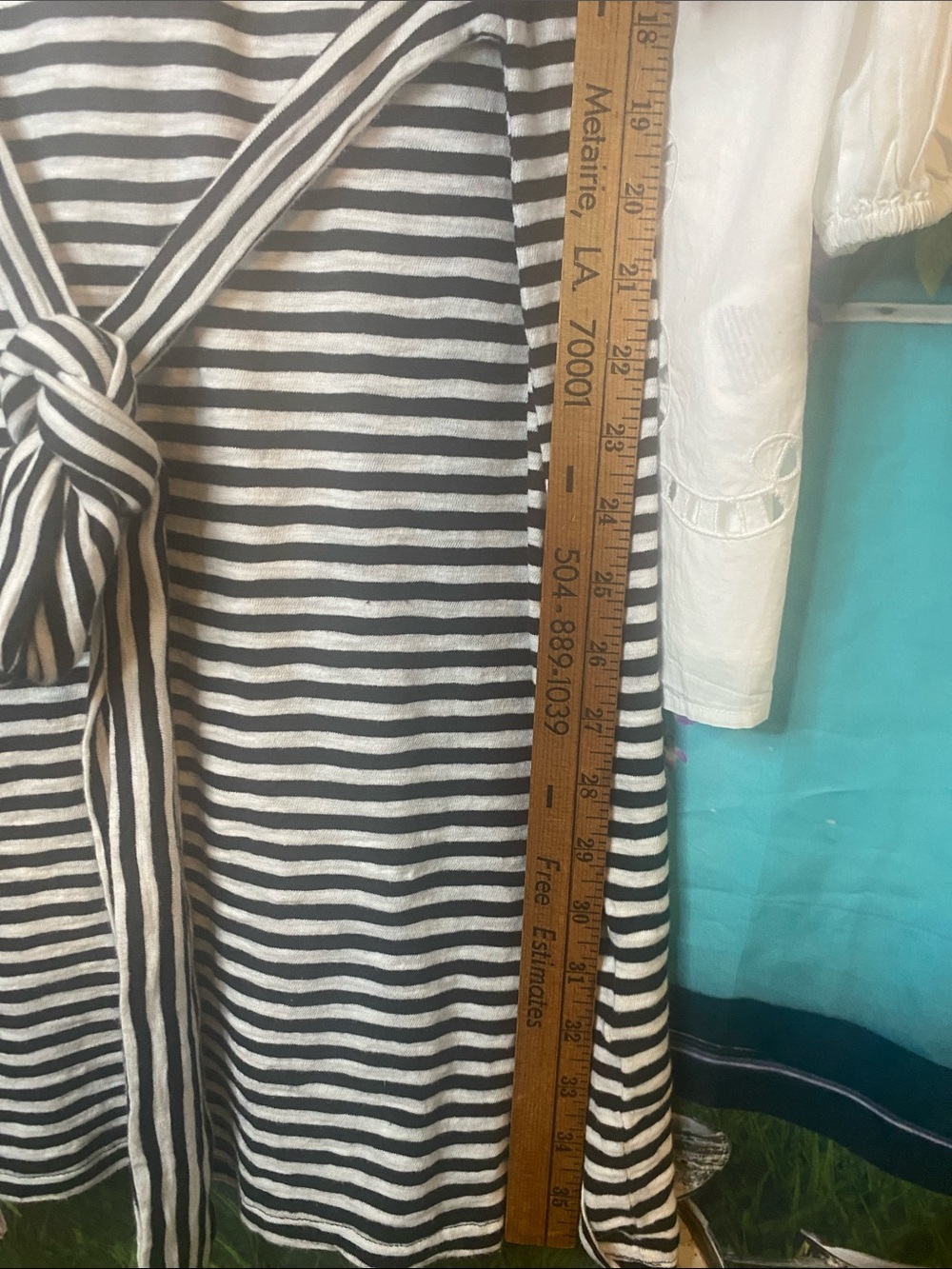 J Crew Midi Dress Womens Size XS  Black White‎ Striped Belted Cotton Casual - Picture 8 of 8